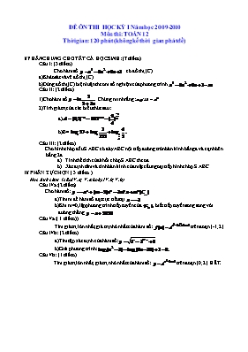 Đề ôn thi học kỳ I môn thi Toán 12 - Đề số 7